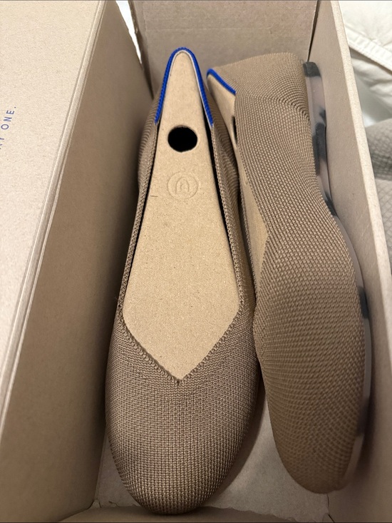Rothy's Shoes - Rothy's Brown Knit Pointed Toe Flats with Blue Trim